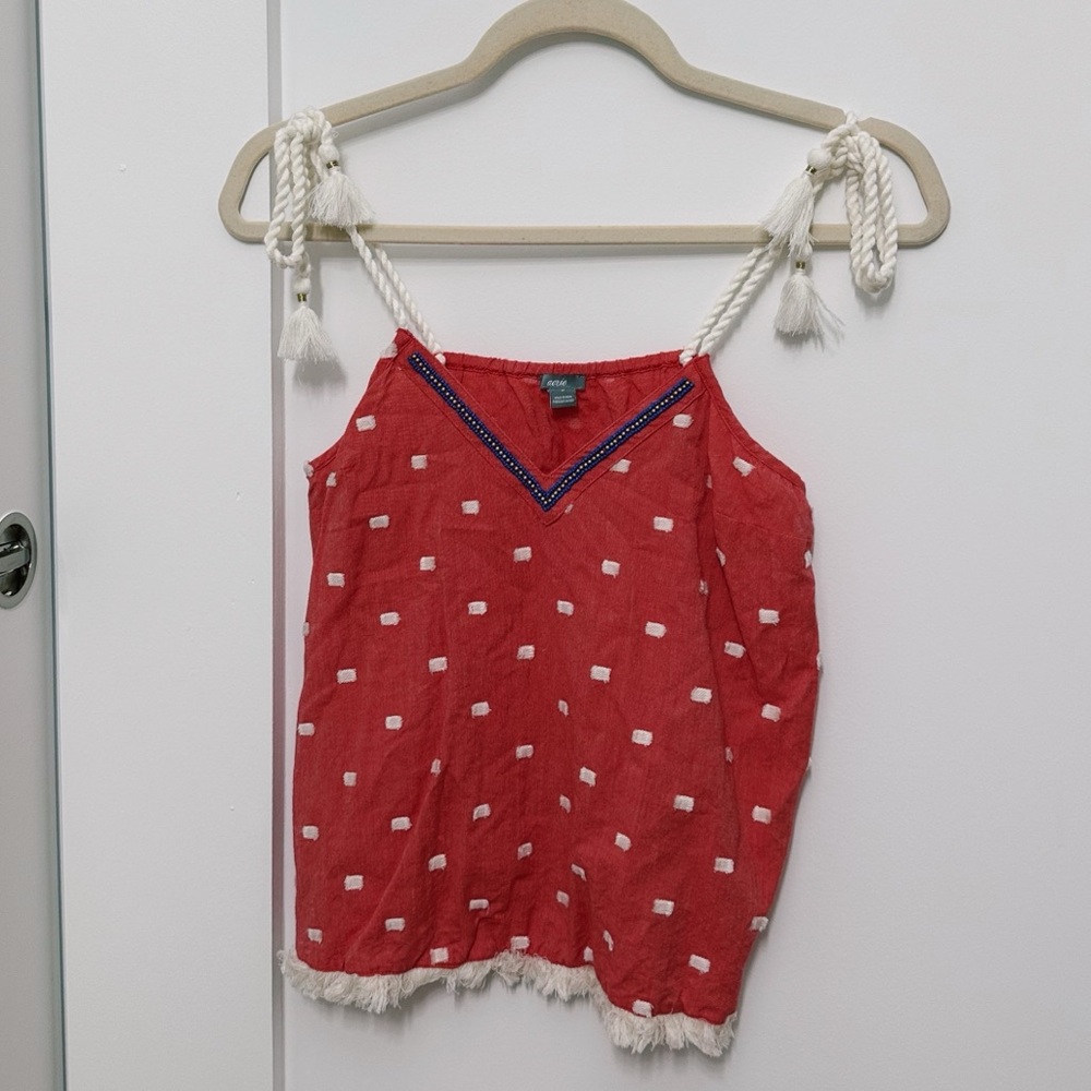 Red Polka Dot Tank with Rope Straps